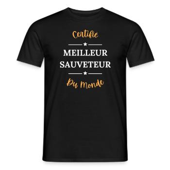 Certifié meilleur sauveteur du monde - T-shirt homme - noir - Devant - AI Model Male 178 light (178cm)
