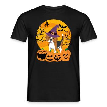 Cute Beagle Halloween Costume Dog - Men's T-Shirt - black - Front - AI Model Male 178 light (178cm)