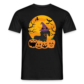 Cute Dachshund Halloween Costume Dog - Men's T-Shirt - black - Front - AI Model Male 178 light (178cm)