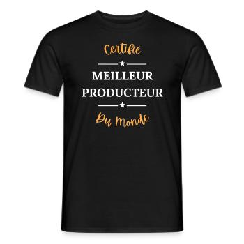 Certifié meilleur producteur - T-shirt homme - noir - Devant - AI Model Male 178 light (178cm)
