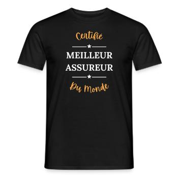 Certifié meilleur assureur - T-shirt homme - noir - Devant - AI Model Male 178 light (178cm)