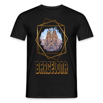 Barcelona Spain City Skyline Home Love Gold - Men's T-Shirt - black - Front - AI Model Male 178 light (178cm)
