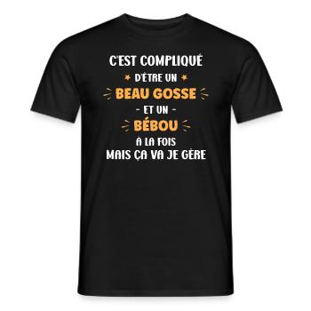Compliqué beau gosse et bébou - T-shirt homme - noir - Devant - AI Model Male 178 light (178cm)