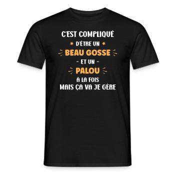 Compliqué beau gosse et palou - T-shirt homme - noir - Devant - AI Model Male 178 light (178cm)