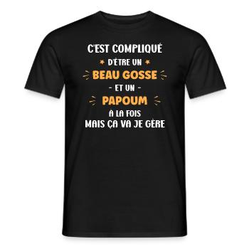 Compliqué beau gosse et papoum - T-shirt homme - noir - Devant - AI Model Male 178 light (178cm)
