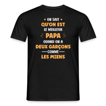 Père Meilleur Papa quand on a deux garçons - T-shirt homme - noir - Devant - AI Model Male 178 light (178cm)
