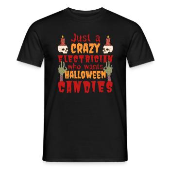 Creepy funny Halloween saying electrician - Men's T-Shirt - black - Front - AI Model Male 178 light (178cm)