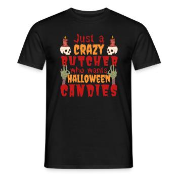 Creepy funny Halloween saying butcher - Men's T-Shirt - black - Front - AI Model Male 178 light (178cm)