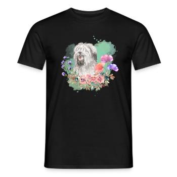 Briard Cottagecore Wasserfarben Blumen - Männer T-Shirt - Schwarz - Vorne - AI Model Male 178 light (178cm)