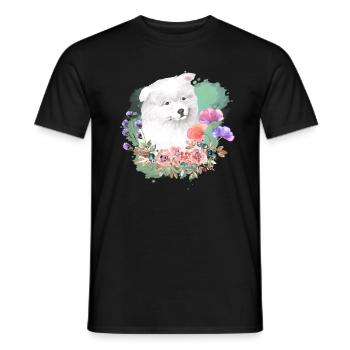 Samojede Cottagecore Wasserfarben Blumen - Männer T-Shirt - Schwarz - Vorne - AI Model Male 178 light (178cm)