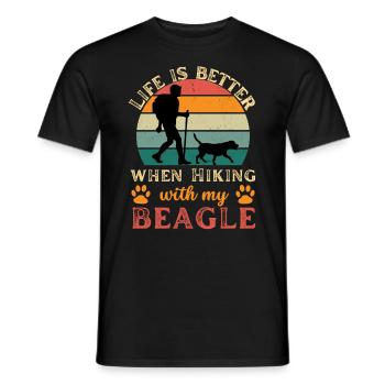 Wandern und Trekking mit Beagle Vintage Retro - Männer T-Shirt - Schwarz - Vorne - AI Model Male 178 light (178cm)