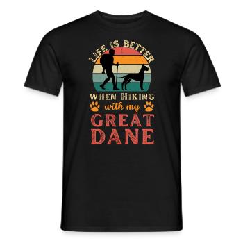 Randonnée avec Great Dane Vintage Retro - T-shirt homme - noir - Devant - AI Model Male 178 light (178cm)