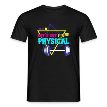 Obtenons un entraînement rétro vintage physique des années 80 - T-shirt homme - noir - Devant - AI Model Male 178 light (178cm)