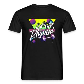 Obtenons un entraînement rétro vintage physique des années 80 - T-shirt homme - noir - Devant - AI Model Male 178 light (178cm)
