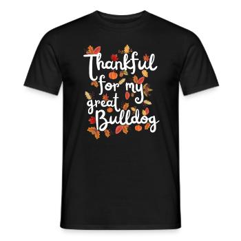 Thankful for my Bulldog Hund Herbst Blätter - Männer T-Shirt - Schwarz - Vorne - AI Model Male 178 light (178cm)