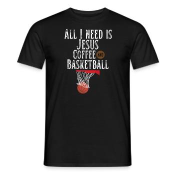Ich brauche es, es ist Kaffee und Basketball - Männer T-Shirt - Schwarz - Vorne - AI Model Male 178 light (178cm)