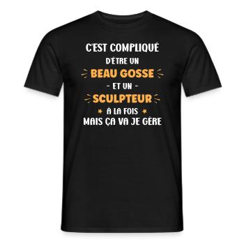 Compliqué beau gosse et sculpteur - T-shirt homme - noir - Devant - AI Model Male 178 light (178cm)