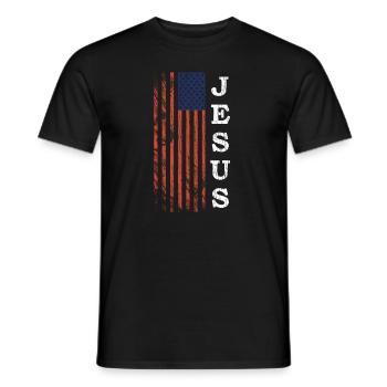 Jesus American Flag God Gift Believers - Men's T-Shirt - black - Front - AI Model Male 178 light (178cm)