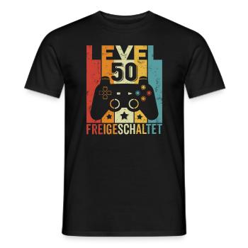 Level 50 Freigeschaltet Geburtstag Mann Frau Gamer - Männer T-Shirt - Schwarz - Vorne - AI Model Male 178 light (178cm)