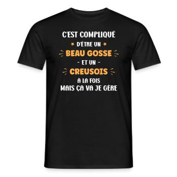 Compliqué beau gosse et Creusois - T-shirt homme - noir - Devant - AI Model Male 178 light (178cm)