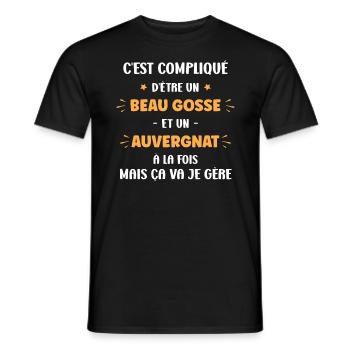 Compliqué beau gosse et auvergnat - T-shirt homme - noir - Devant - AI Model Male 178 light (178cm)