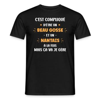 Compliqué beau gosse et nantais - T-shirt homme - noir - Devant - AI Model Male 178 light (178cm)