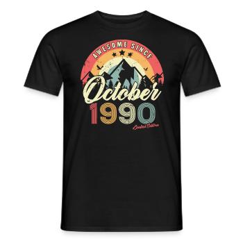 Cadeau D'anniversaire En Octobre 1990 Vintage - T-shirt homme - noir - Devant - AI Model Male 178 light (178cm)