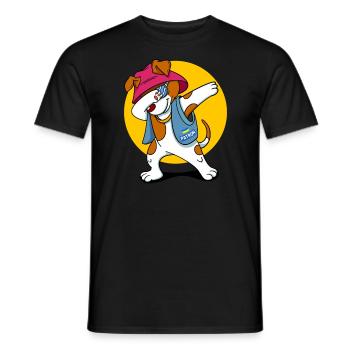 Ukrainian Dog Patron For Ukrainians Fun Polka dots - Men's T-Shirt - black - Front - AI Model Male 178 light (178cm)