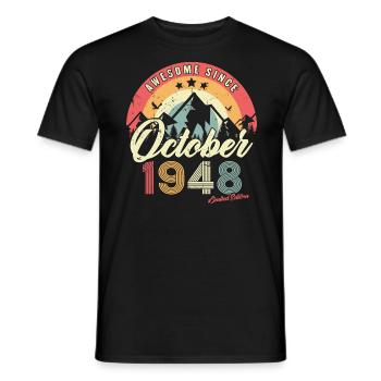 Cadeau D'anniversaire En Octobre 1948 Vintage - T-shirt homme - noir - Devant - AI Model Male 178 light (178cm)