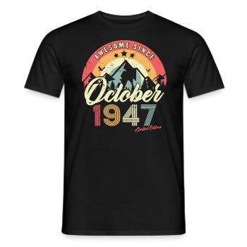 Cadeau D'anniversaire En Octobre 1947 Vintage - T-shirt homme - noir - Devant - AI Model Male 178 light (178cm)