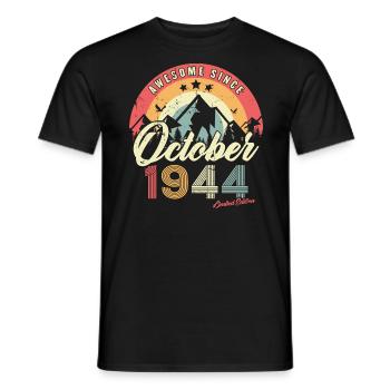 Cadeau D'anniversaire En Octobre 1944 Vintage - T-shirt homme - noir - Devant - AI Model Male 178 light (178cm)