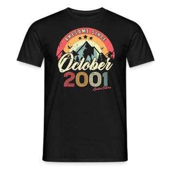 Geburtstagsgeschenk im Oktober 2001 Vintage - Männer T-Shirt - Schwarz - Vorne - AI Model Male 178 light (178cm)
