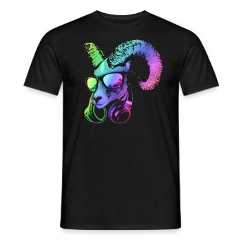 DJ Goat Cool y Funny Music Animal con auriculares - T-shirt homme - noir - Devant - AI Model Male 178 light (178cm)