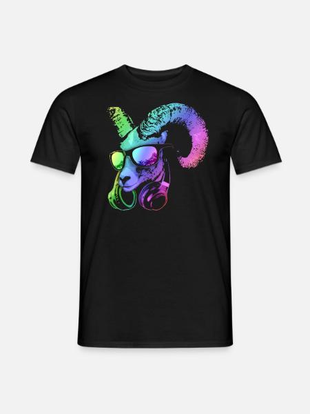 DJ GOAT Cool and Funny Music Animal with - Men's T-Shirt - black