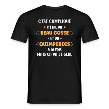 Compliqué beau gosse et quimperois - T-shirt homme - noir - Devant - AI Model Male 178 light (178cm)