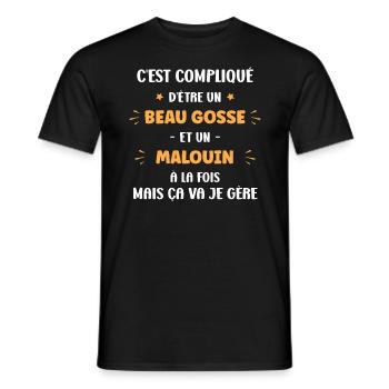 Compliqué beau gosse et Malouin - T-shirt homme - noir - Devant - AI Model Male 178 light (178cm)