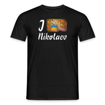 J’adore le drapeau de la ville ukrainienne Nikolaev - T-shirt homme - noir - Devant - AI Model Male 178 light (178cm)