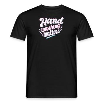 Hand wash measures clean soap health body - Men's T-Shirt - black - Front - AI Model Male 178 light (178cm)