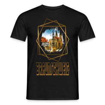 Braunschweig Deutschland Stadt Skyline Liebe Gold - Männer T-Shirt - Schwarz - Vorne - AI Model Male 178 light (178cm)