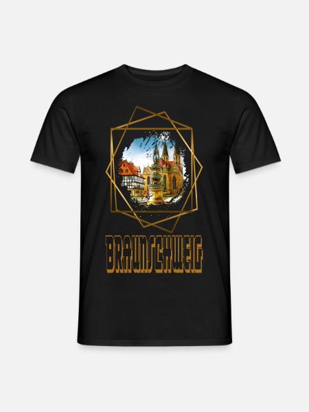 Braunschweig Deutschland Stadt Skyline Liebe Gold - Männer T-Shirt - Schwarz