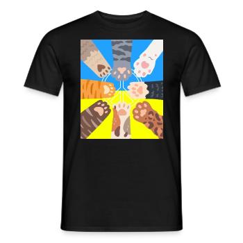 Signe de paix Cat Paws Drapeau ukrainien - T-shirt homme - noir - Devant - AI Model Male 178 light (178cm)