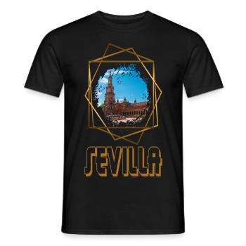 Seville Spain City Skyline Home Love Gold - Men's T-Shirt - black - Front - AI Model Male 178 light (178cm)