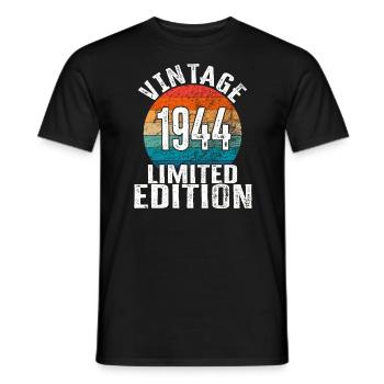 Year of birth 1944 Vintage Limited Edition Retro - Men's T-Shirt - black - Front - AI Model Male 178 light (178cm)