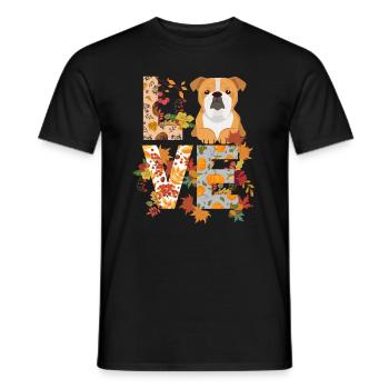 Bulldogge Hund Herbst Dankbarkeit Liebe - Männer T-Shirt - Schwarz - Vorne - AI Model Male 178 light (178cm)