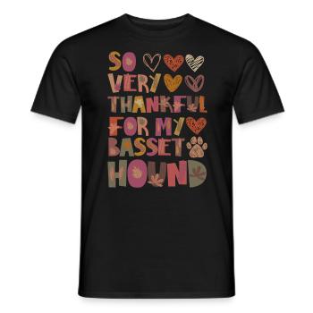 Thankful for my Basset Hound Herbst Gratitude - Men's T-Shirt - black - Front - AI Model Male 178 light (178cm)