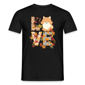 Zwergspitz Hund Herbst Dankbarkeit Liebe - Männer T-Shirt - Schwarz - Vorne - AI Model Male 178 light (178cm)
