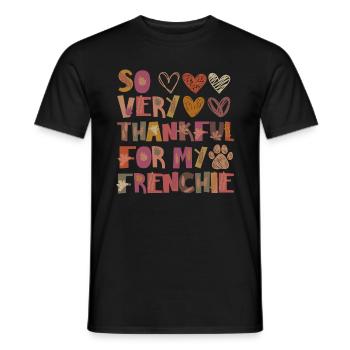 Merci pour mon Français Bulldog Dog Autumn Merci - T-shirt homme - noir - Devant - AI Model Male 178 light (178cm)