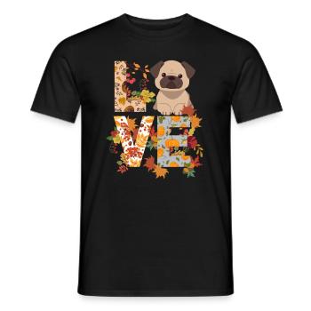 süßer Mops Hund Herbst Dankbarkeit Liebe - Männer T-Shirt - Schwarz - Vorne - AI Model Male 178 light (178cm)