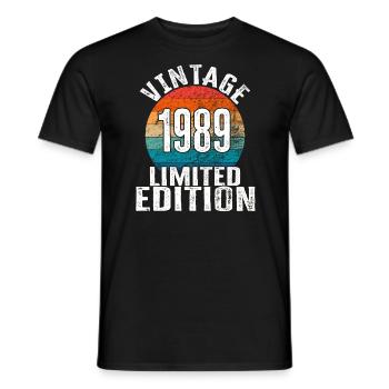 Année de naissance 1989 Vintage Limited Edition Retro - T-shirt homme - noir - Devant - AI Model Male 178 light (178cm)