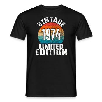 Année de naissance 1974 Vintage Limited Edition Retro - T-shirt homme - noir - Devant - AI Model Male 178 light (178cm)